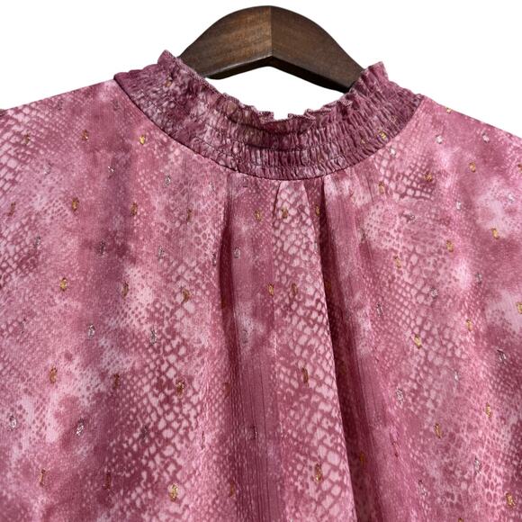 Altar'd State Maya Snakeskin Pink Mauve and Gold long bell sleeve dress Large - Picture 7 of 10